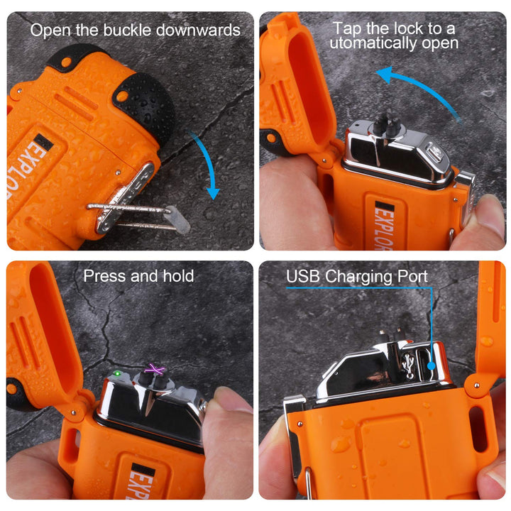 Green Vivid Waterproof Flameless Electric Lighter-Dual 
