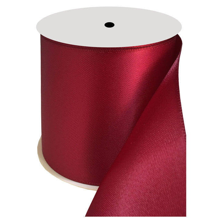 4 inch Wide Double Face Satin Ribbon 5 Yards Roll Multiple Colors Wine