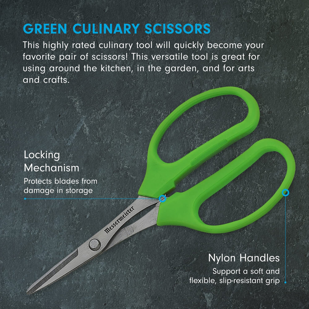 6-Inch Culinary Scissors, Green - All-Purpose Kitchen Scissors - 2Cr13 Stainless Steel &amp; Nylon Slip-Resistant Handles