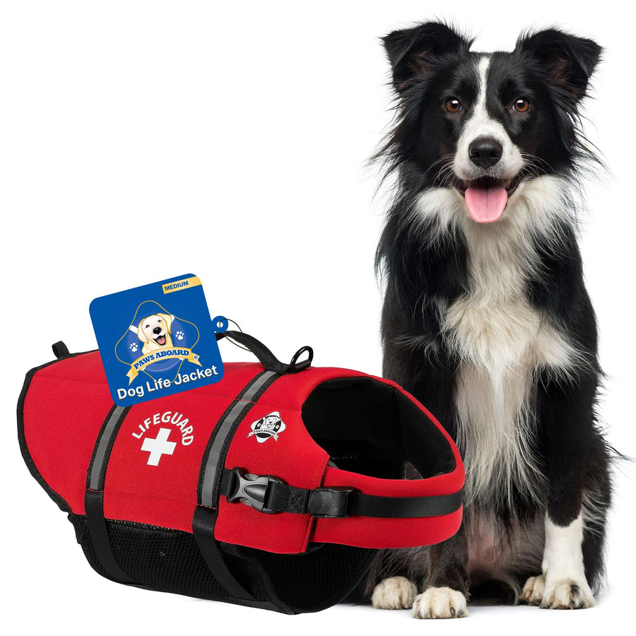Dog Life Jacket - Keep Your Canine Safe with a Neoprene Life Vest for Swimming and Boating - Available in Different Sizes, Color and Design to Choose - Red, Medium