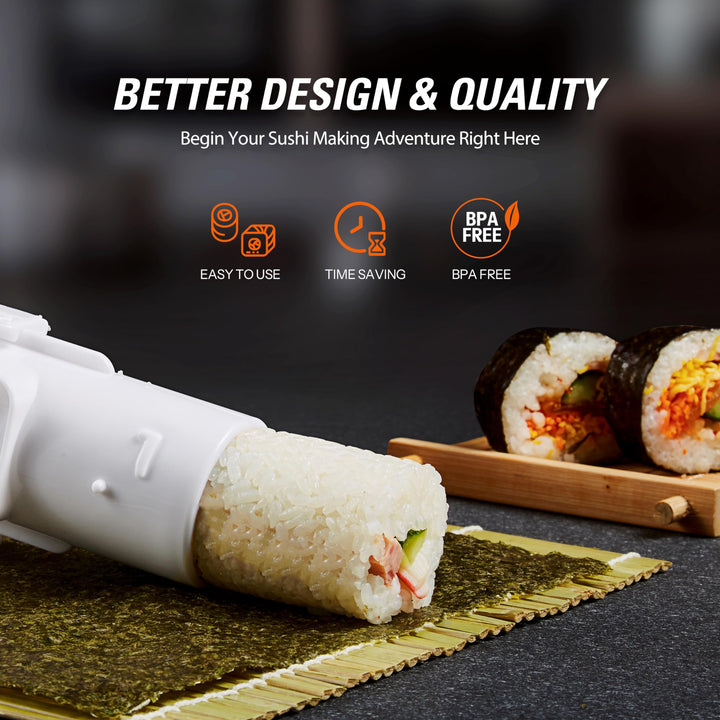 Sushi Making Kit Sushi Bazooka Maker with Bamboo Mats and Chopsticks, Paddle, Spreader, Sushi Knife, DIY Sushi Roller Machine