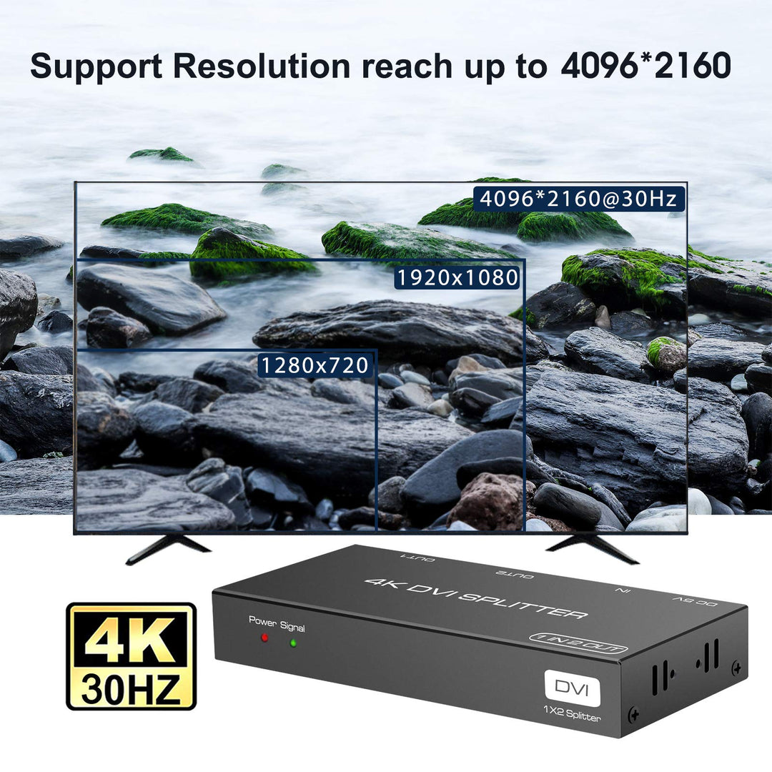 DVI Splitter 1 in 2 Out 2 Port DVI Dual Monitors Distri