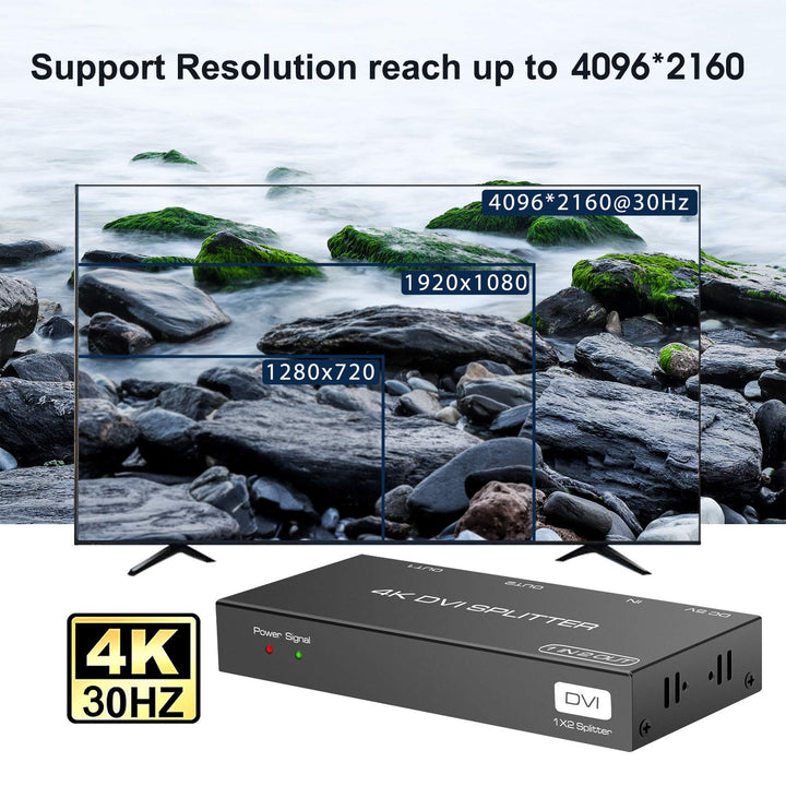 DVI Splitter 1 in 2 Out 2 Port DVI Dual Monitors Distri