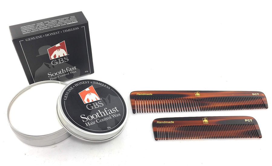 Gbs Professional Grooming Combs + Hair Wax Set -5 Unbreakable Tortoise Coarse/Fine Pocket Comb, 7