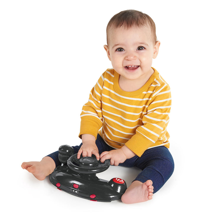 Bright Starts Ford Mustang 4-in-1 Red Baby Activity Center & Push Walker with Removable Interactive Steering Wheel -Toy, 6 Months and up