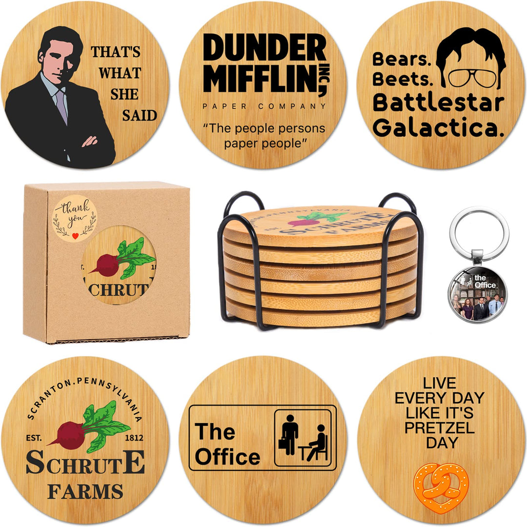 The Office Bamboo Wood Coasters Set of 6, The Office Me