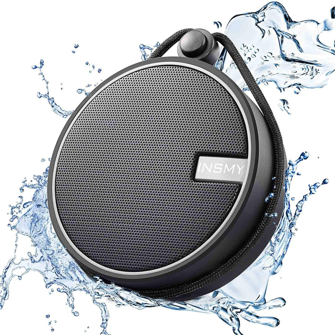 C12 IPX7 Waterproof Shower Bluetooth Speaker, Portable Small Speaker, Speakers Bluetooth Wireless Loud Clear Sound Support TF Card Suction Cup for Kayak Canoe Beach Gift (Black)