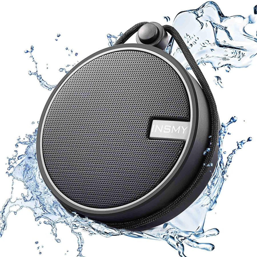 C12 IPX7 Waterproof Shower Bluetooth Speaker, Portable Small Speaker, Speakers Bluetooth Wireless Loud Clear Sound Support TF Card Suction Cup for Kayak Canoe Beach Gift (Black)