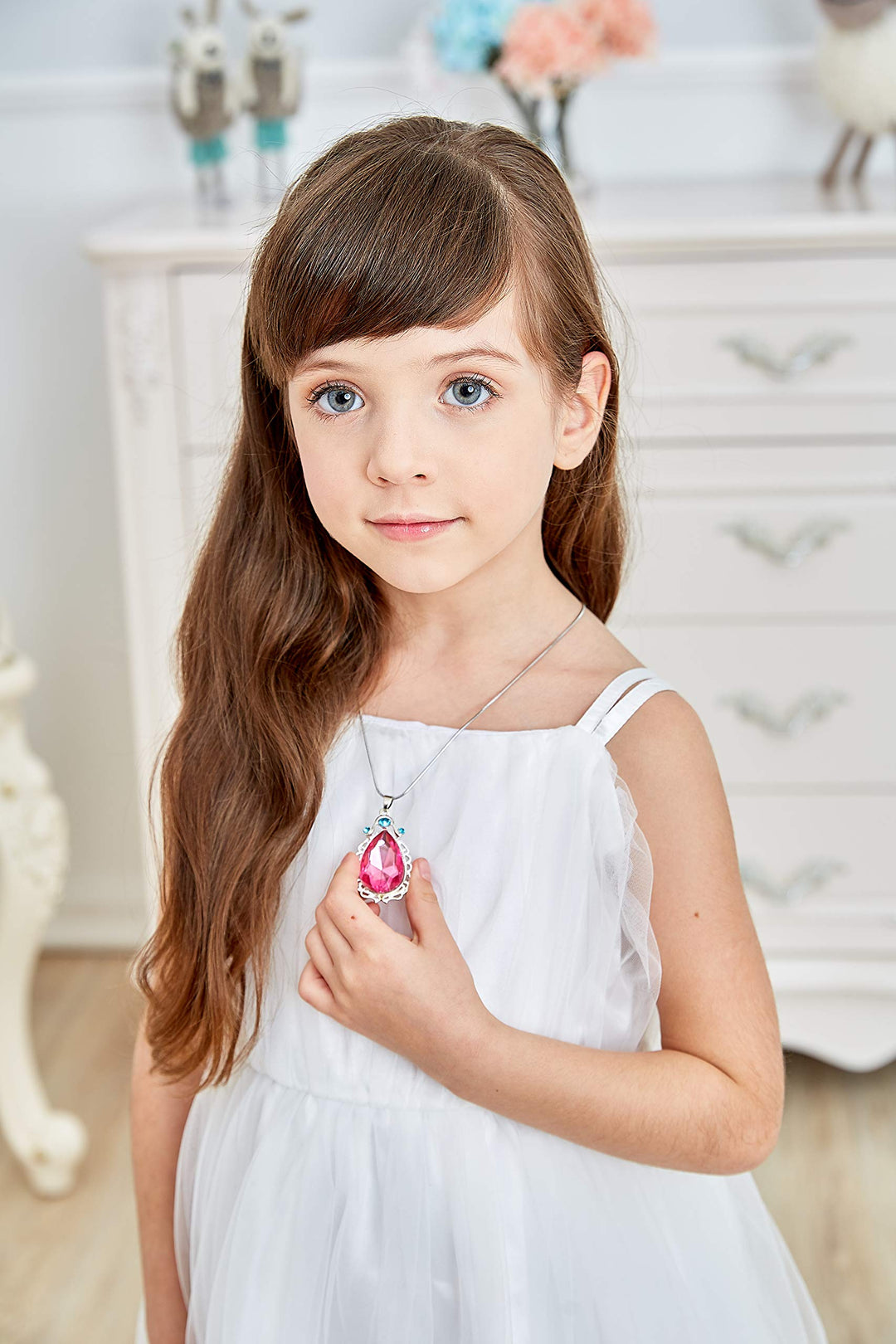 2 Pcs Sofia the First Amulet and Elena Princess Necklac
