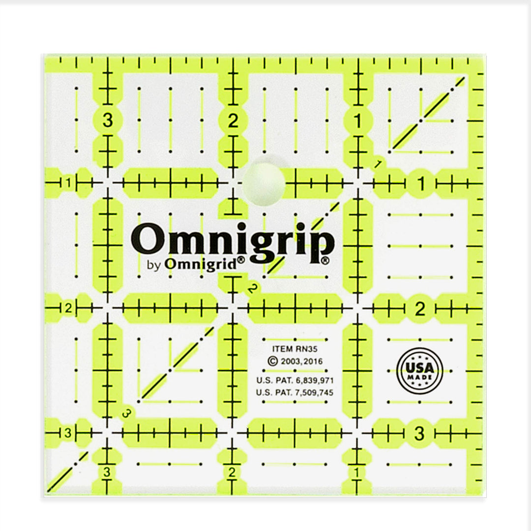 Omnigrid Omnigrip Ruler, 3-½ x 3-½, Green