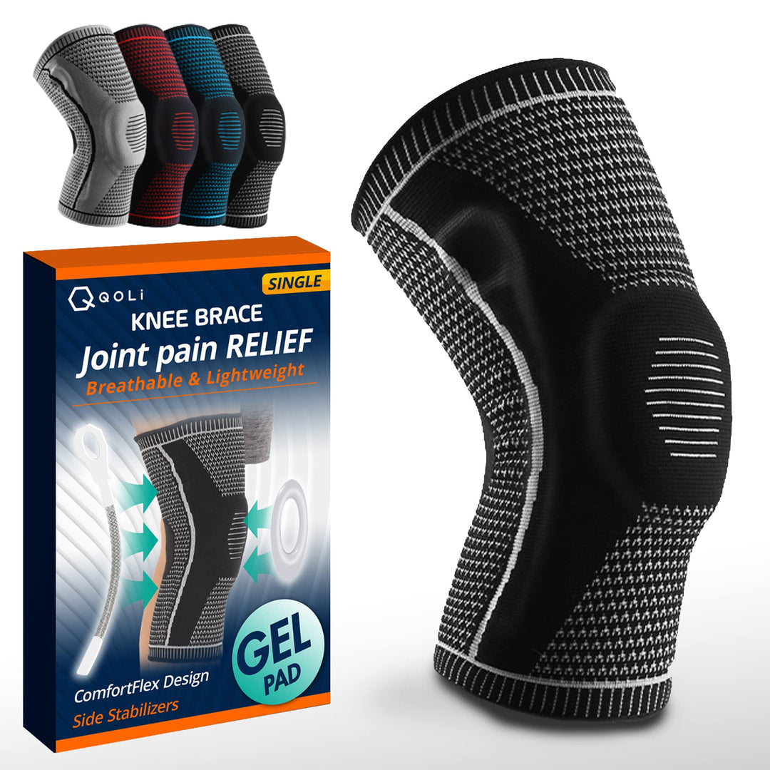 Knee Brace For knee Pain , Compression Knee Sleeve with Side Stabilizers &amp; Gel Pad | For Men and Women | Joint Pain Relief | Running, Basketball , Sports |Medical Grade Knee Pads For Meniscus Tear Knee Pain ACL MCL Injury Joint Recovery - Single (Med