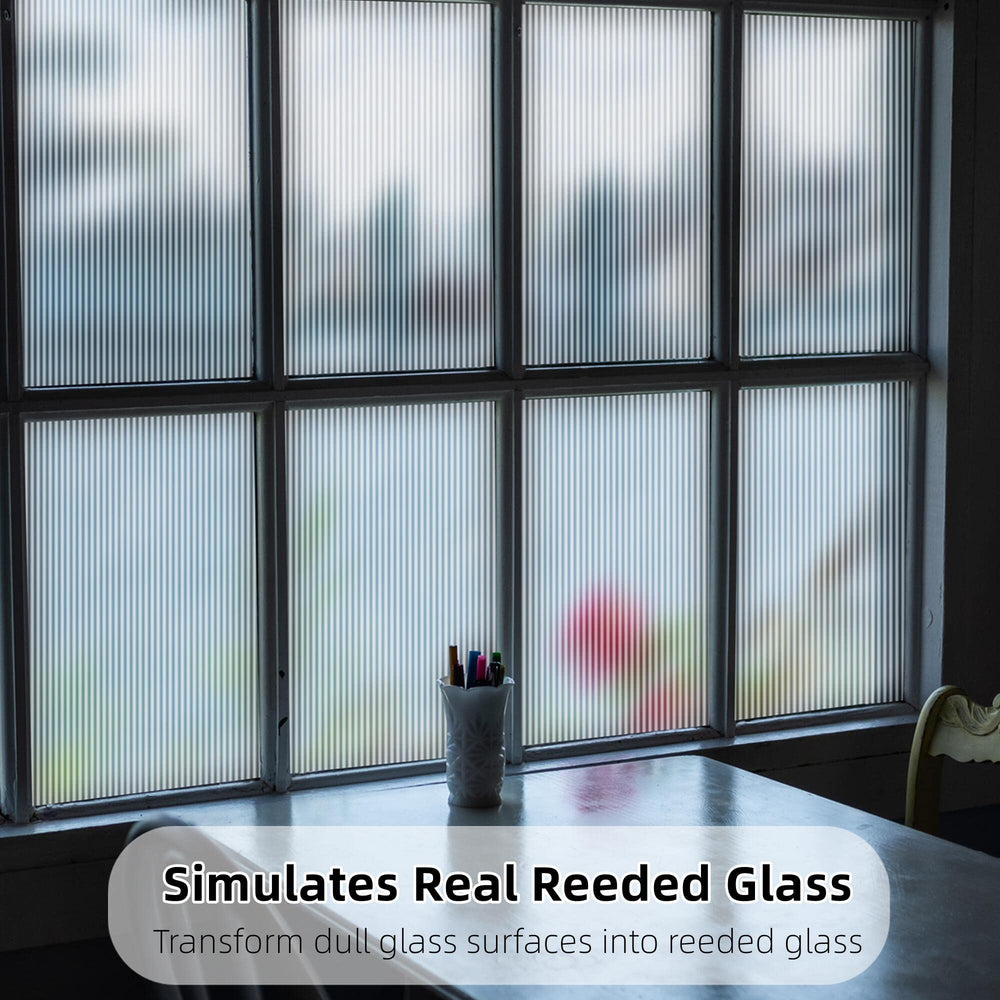 VELIMAX Reeded Glass Window Film, Window Privacy Film, 