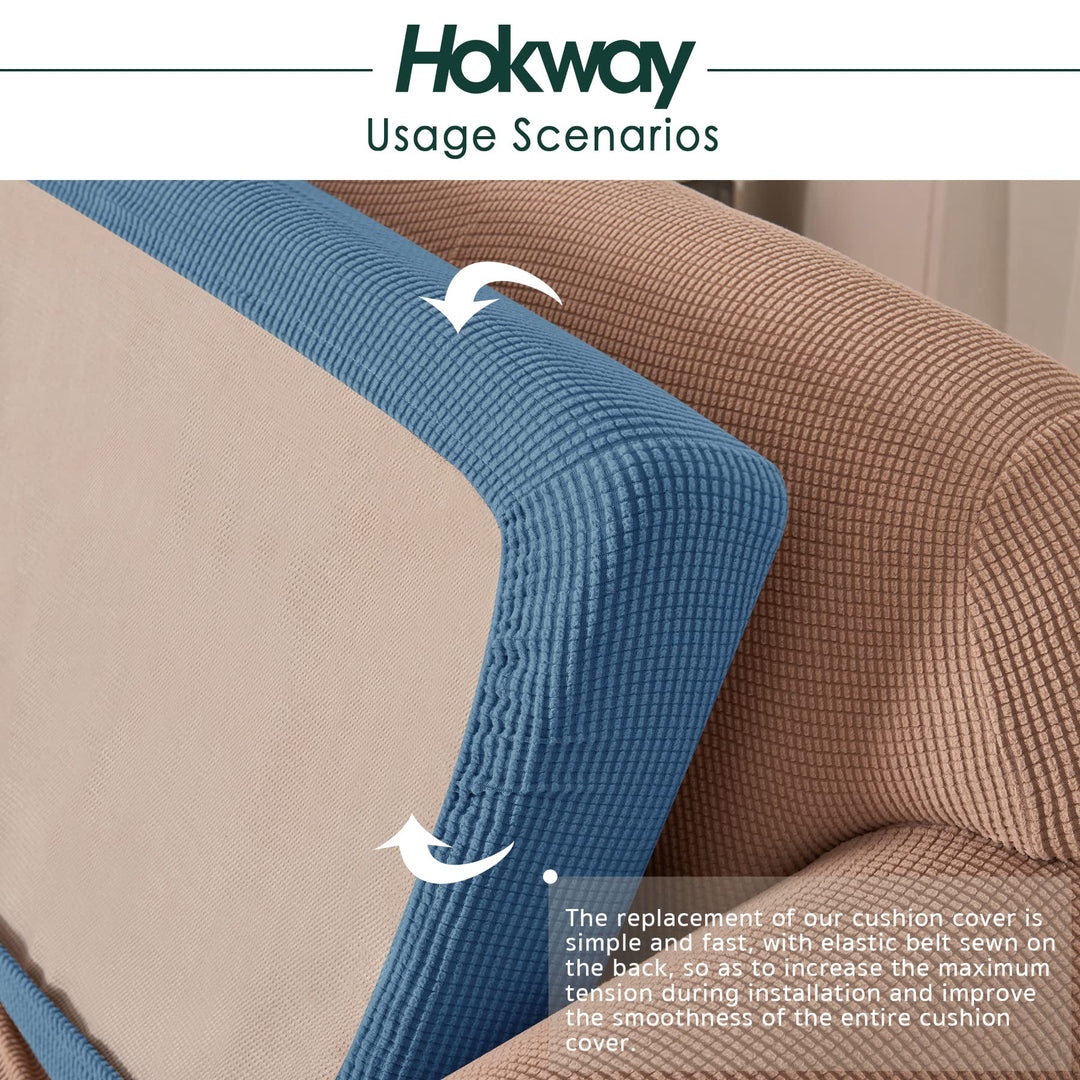 Stretch Couch Cushion Slipcovers Reversible Cushion Protector Slipcovers Sofa Cushion Protector Covers(Denim Blue, Small)