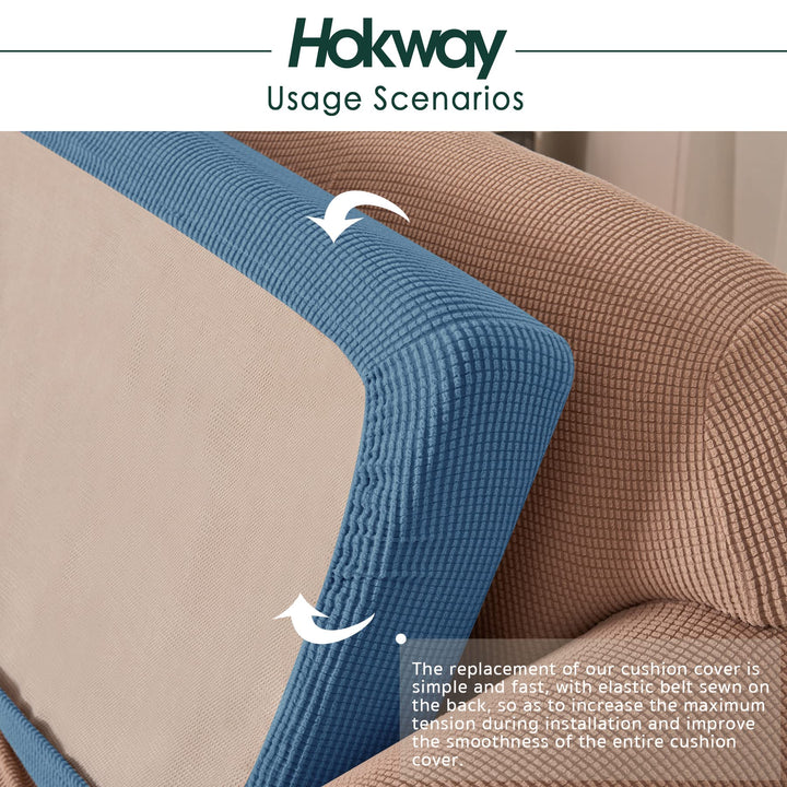 Stretch Couch Cushion Slipcovers Reversible Cushion Protector Slipcovers Sofa Cushion Protector Covers(Denim Blue, Small)