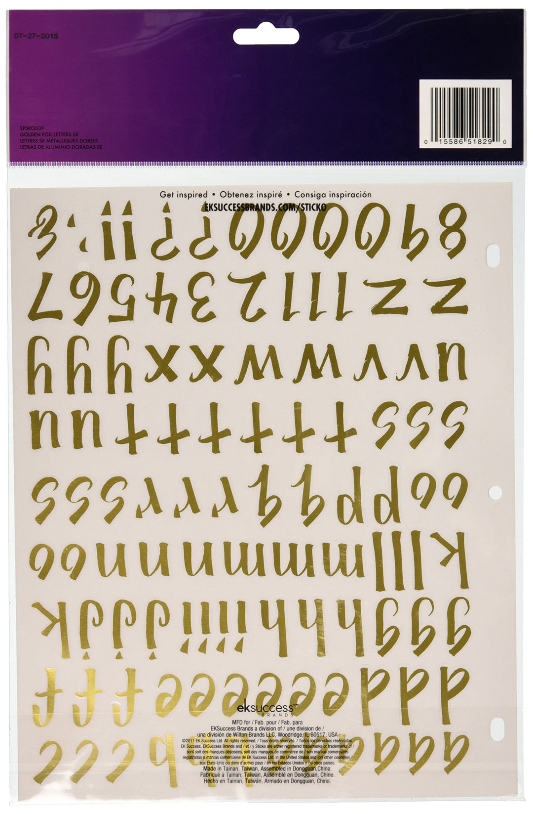 1-Inch Susy Ratto Brush Letter Stickers, Golden Foil