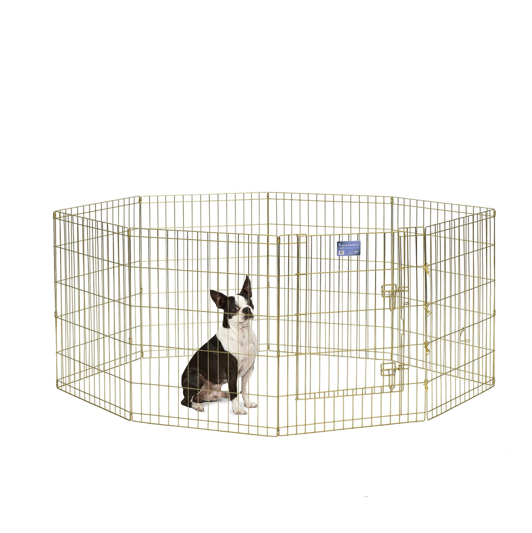 Dog Exercise Pen &amp; Playpen, 24 W x 30 W, No Door, Gold Zinc