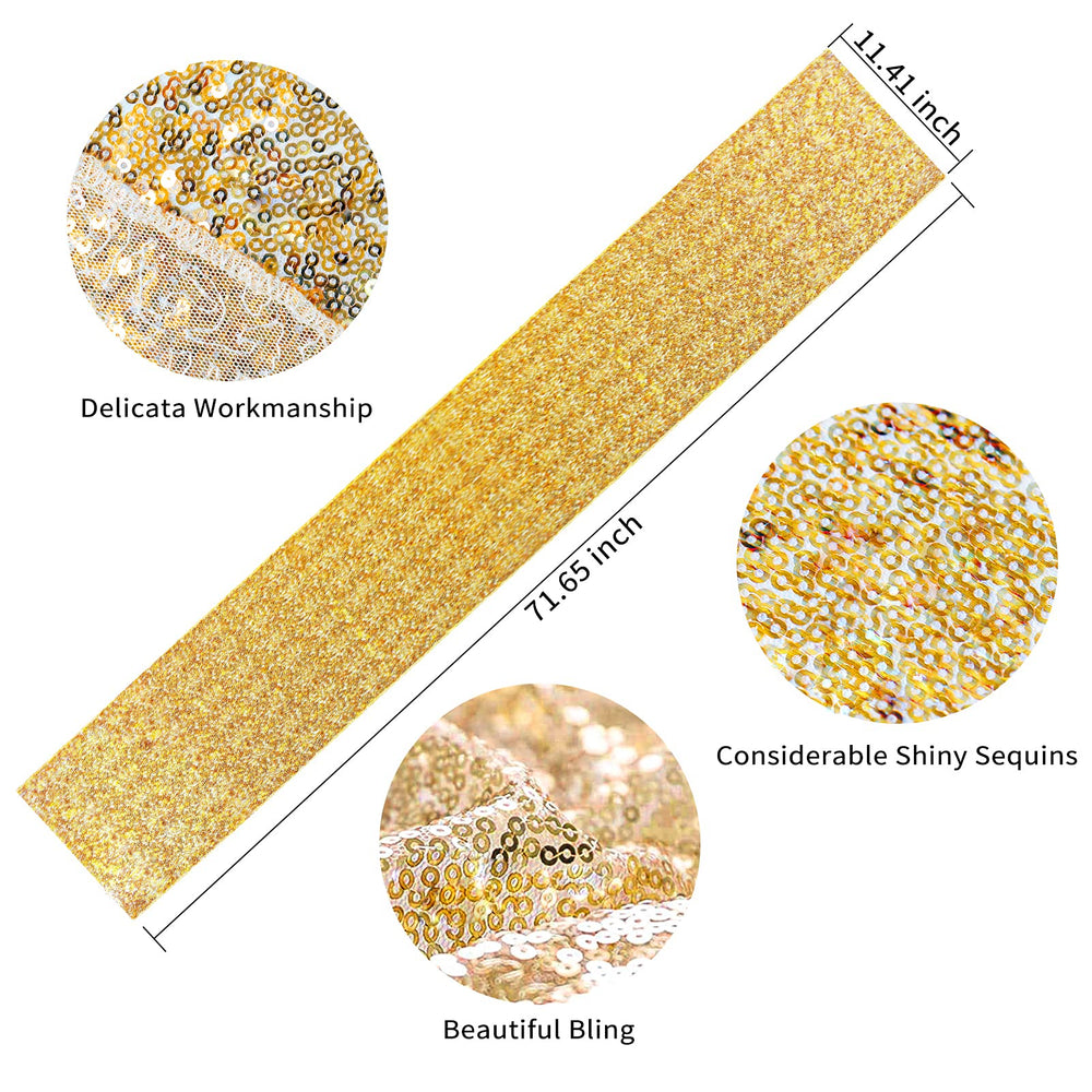 Mr.Bee Sparkly Gold Sequin Table Runners 12x72inch Shimmer Table Linen for Wedding Party Anniversary Birthday Cake Table Cloth Linen Decor