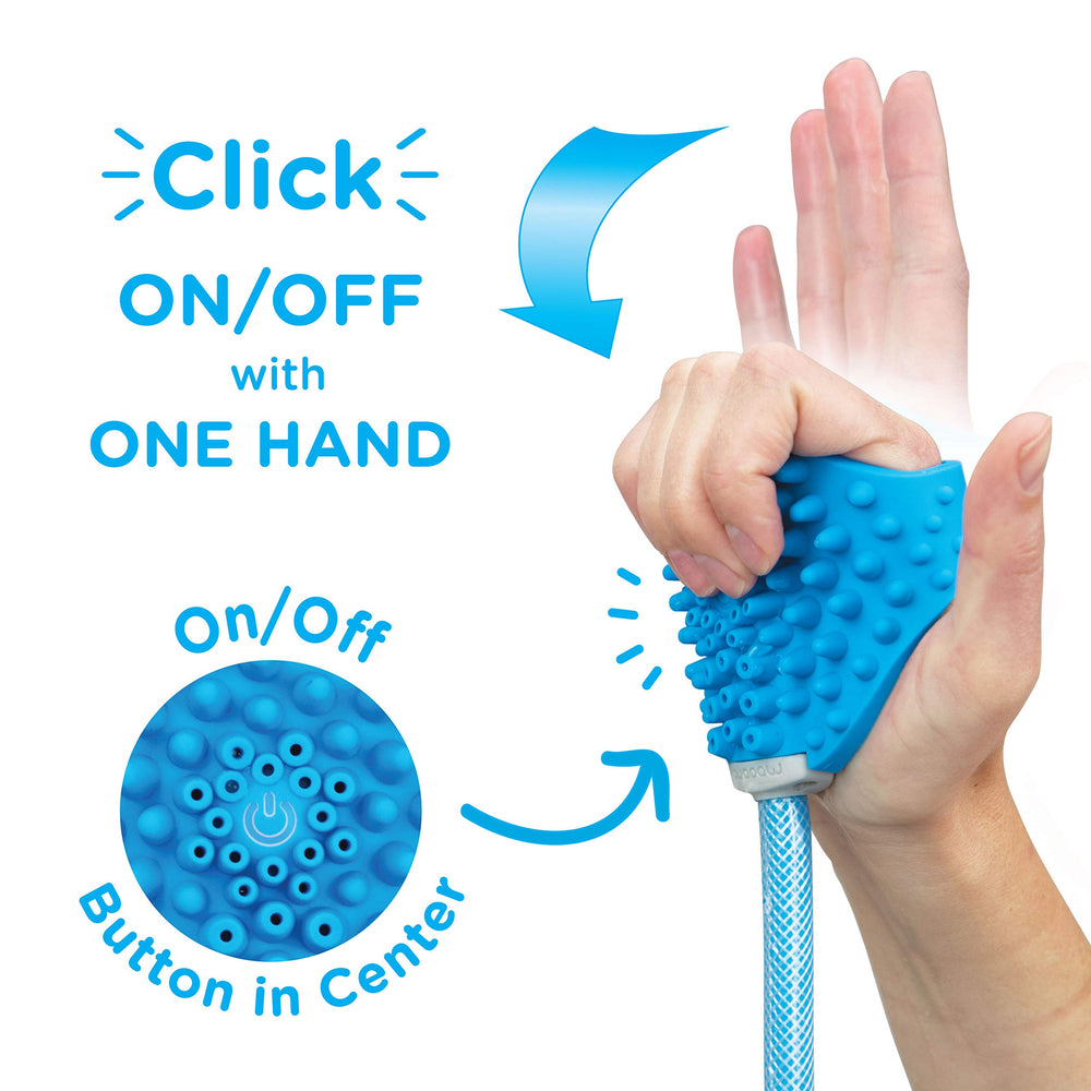 Pet Bathing Tool – Sprayer and Scrubber in One – Compatible with Indoor Shower or Outdoor Garden Hose – For Dog and Cat Grooming – Garden Hose and Shower Adapters Included