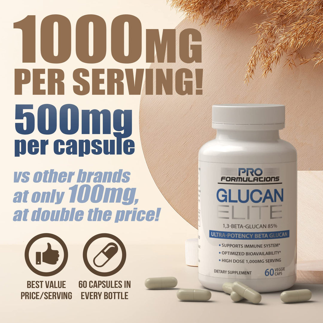 Glucan Elite - Beta 1-3D Glucan - 60 vcaps - Ultra-Potency Beta Glucan - Highest Bioavailability with BGF-Immune - Immune System Support