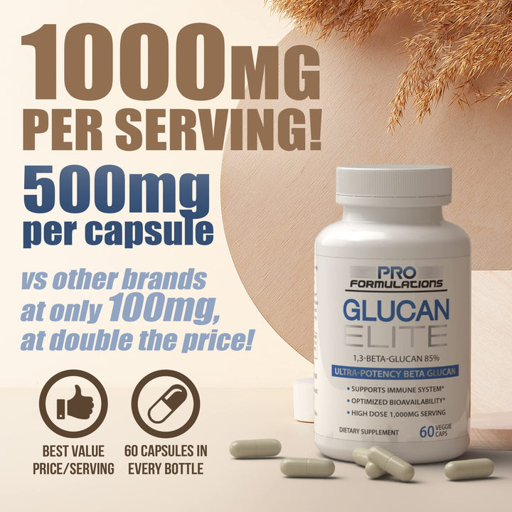 Glucan Elite - Beta 1-3D Glucan - 60 vcaps - Ultra-Potency Beta Glucan - Highest Bioavailability with BGF-Immune - Immune System Support