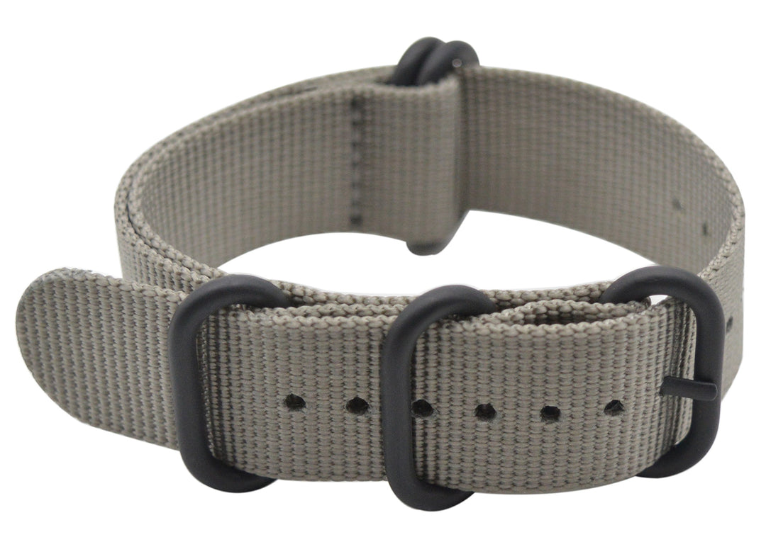 Watch Band with Ballistic Nylon Material Strap and High-End Black Buckle (Matte Finish Buckle) (23mm, Grey)