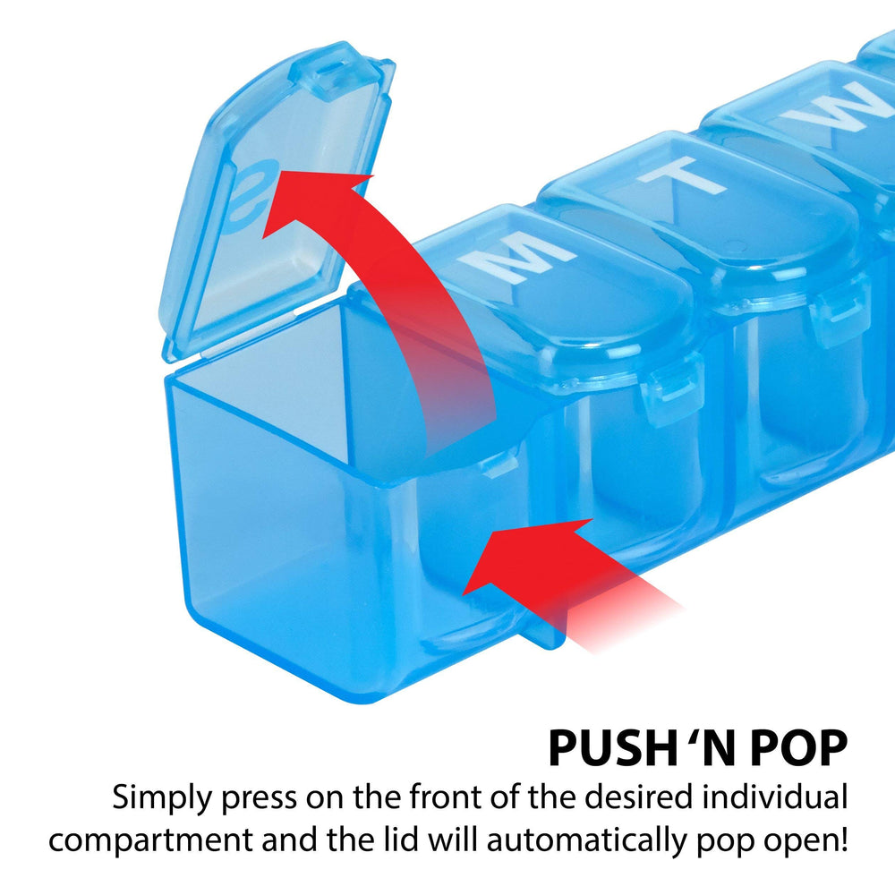 Ezy Dose Weekly (7-Day) Push N' Pop Pill Planner (L