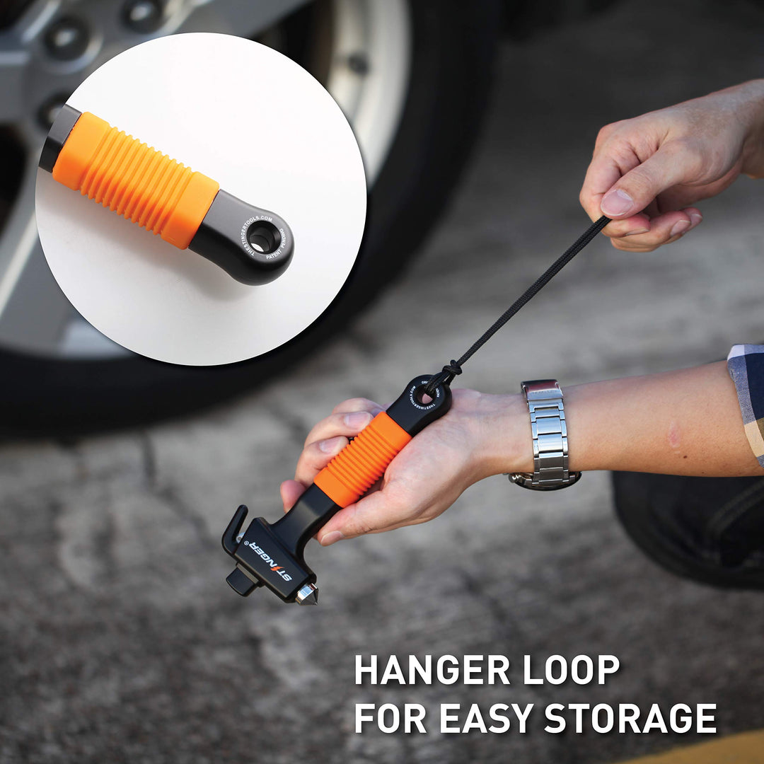 Super Duty Car Emergency Escape Tool, Hardened Carbon Steel Vehicle Safety Hammer, Spring Loaded Window Breaker, Razor Sharp Seat Belt Cutter, Auto Accident Life-Saving Rescue Tool (Orange)