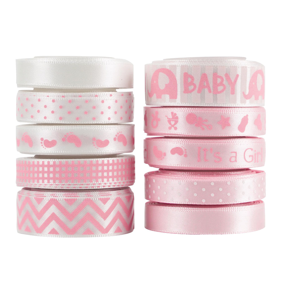HUIHUANG Baby Pink Ribbon for Baby Shower Its Girl Pink