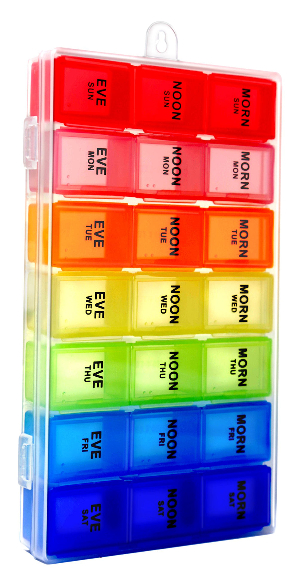 Rainbow Weekly Pill Organizer with Snap Lids| 7-day AM/