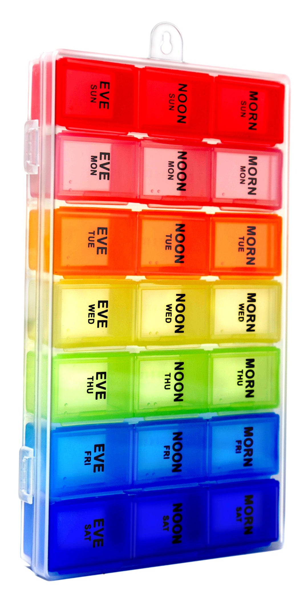 Rainbow Weekly Pill Organizer with Snap Lids| 7-day AM/
