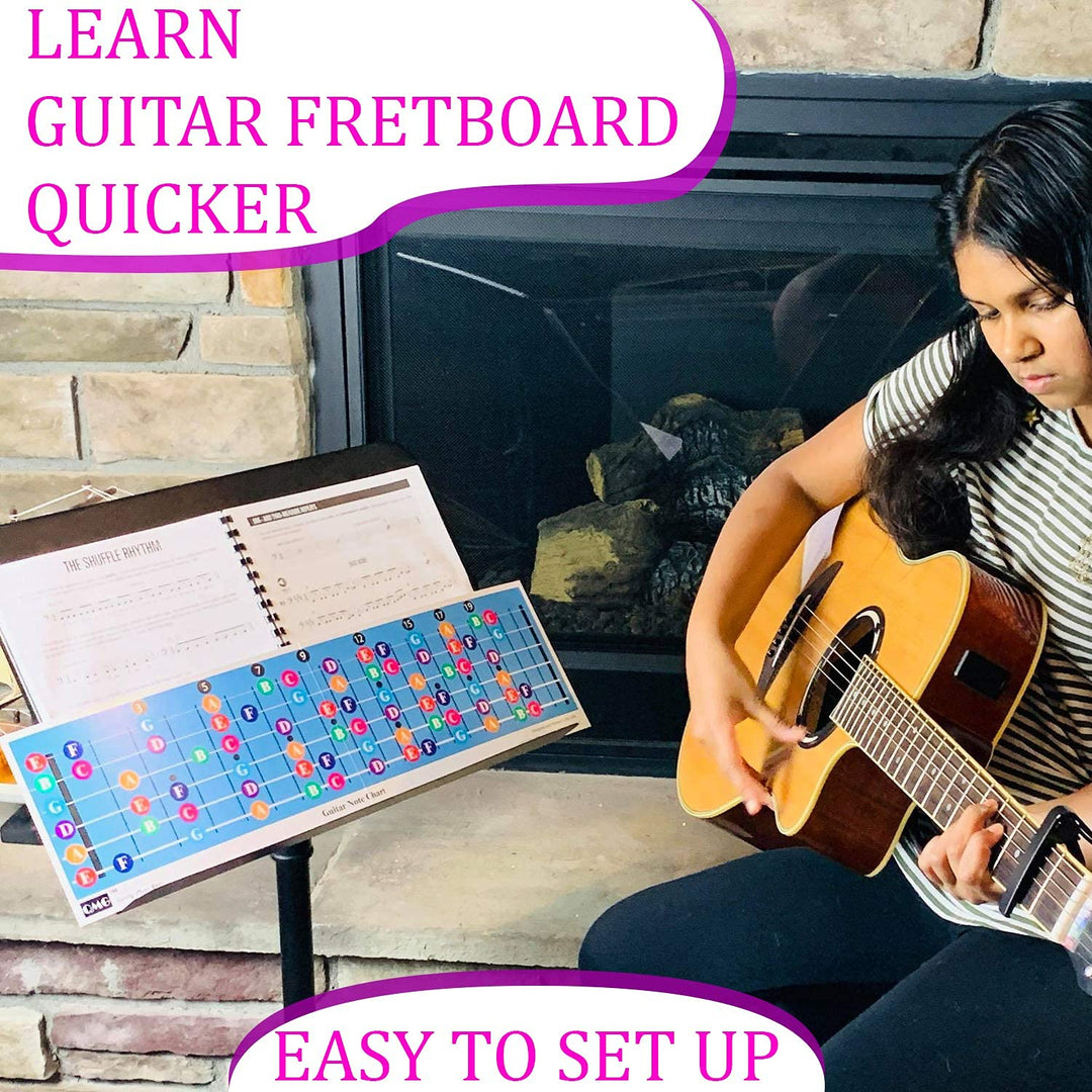 Color Coded Guitar Fretboard Note Chart, Learn to Play Guitar and Music Theory, Suitable for all