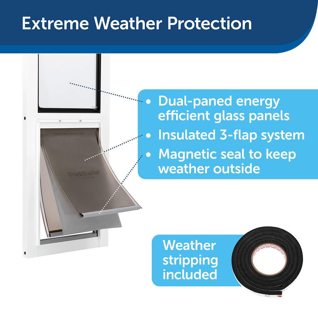 Extreme Weather Sliding Glass Pet Door - Easy to Install, Perfect for Rental Homes and Apartments - Adjustable Height 75 7/8 to 80 11/16 - Insert for Patio Sliding Glass Doors, Large Size