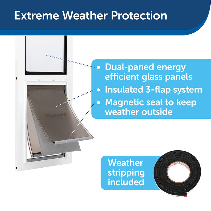 Extreme Weather Sliding Glass Pet Door - Easy to Install, Perfect for Rental Homes and Apartments - Adjustable Height 75 7/8 to 80 11/16 - Insert for Patio Sliding Glass Doors, Large Size