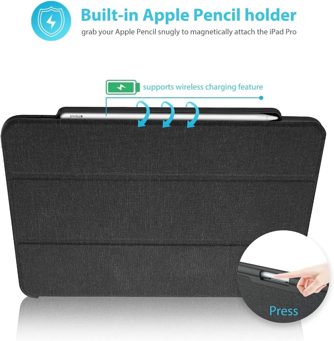 Smart Case for iPad Pro 11 Inch 2022/2021/2020/2018 with Pencil Holder[Support Pencil Charging], Smart Stand Folio for iPad Pro 11 4th Gen 2022/3rd Gen 2021/2nd Gen 2020/1st Gen 2018 -Black