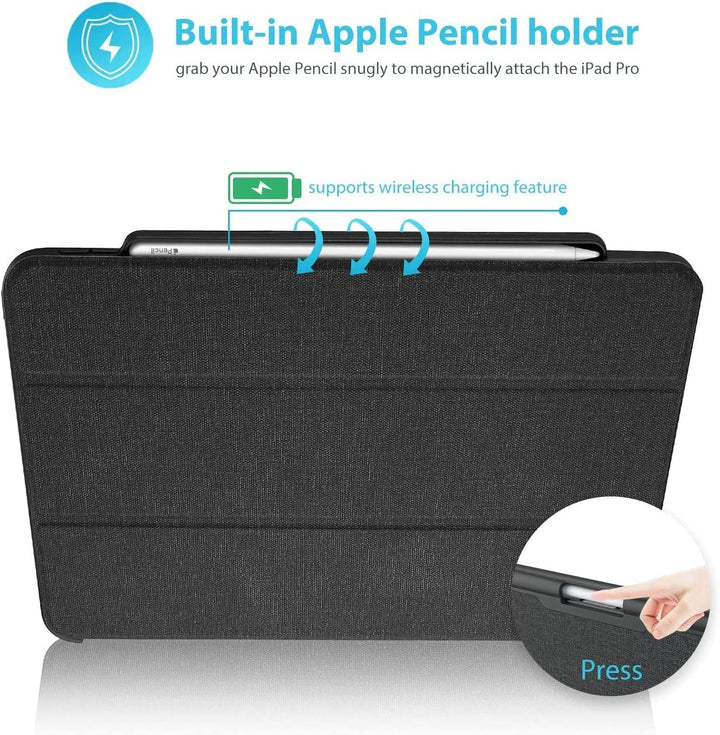 Smart Case for iPad Pro 11 Inch 2022/2021/2020/2018 with Pencil Holder[Support Pencil Charging], Smart Stand Folio for iPad Pro 11 4th Gen 2022/3rd Gen 2021/2nd Gen 2020/1st Gen 2018 -Black