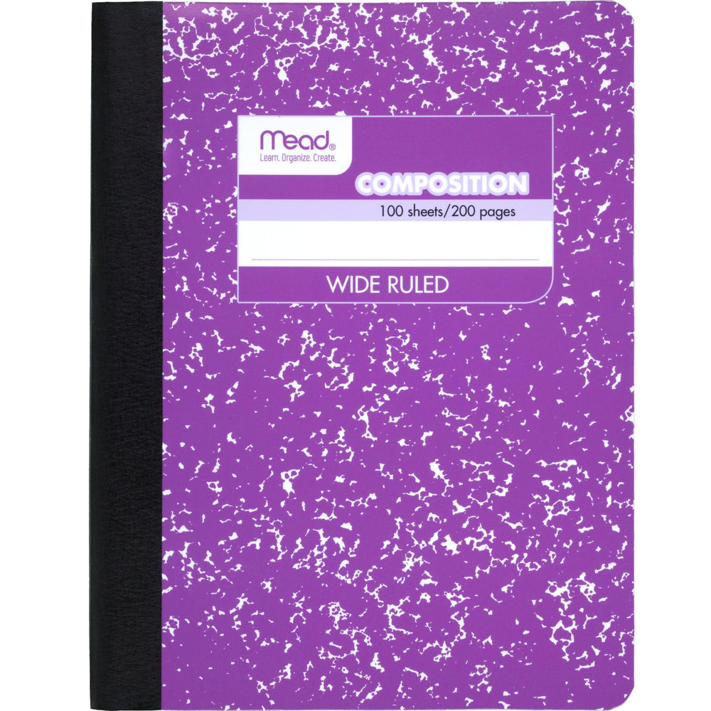 Composition, Wide Ruled Comp Book, Writing Journal Notebook with Lined Paper, Home School Supplies for College Students & K-12, 9-3/4 x 7-1/2, 100 Sheets, Black Marble (09910)