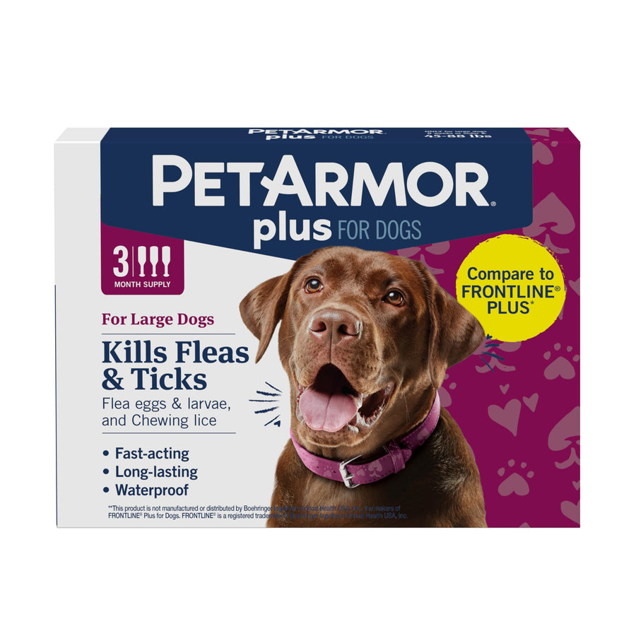Plus Flea and Tick Prevention for Dogs, Dog Flea and Tick Treatment, 6 Doses, Waterproof Topical, Fast Acting, Large Dogs Dogs (45-88 lbs)