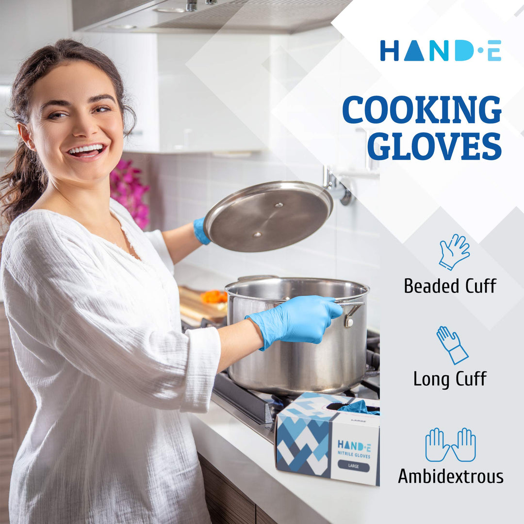 Hand-E Disposable Blue Nitrile Gloves Large - 100 Count
