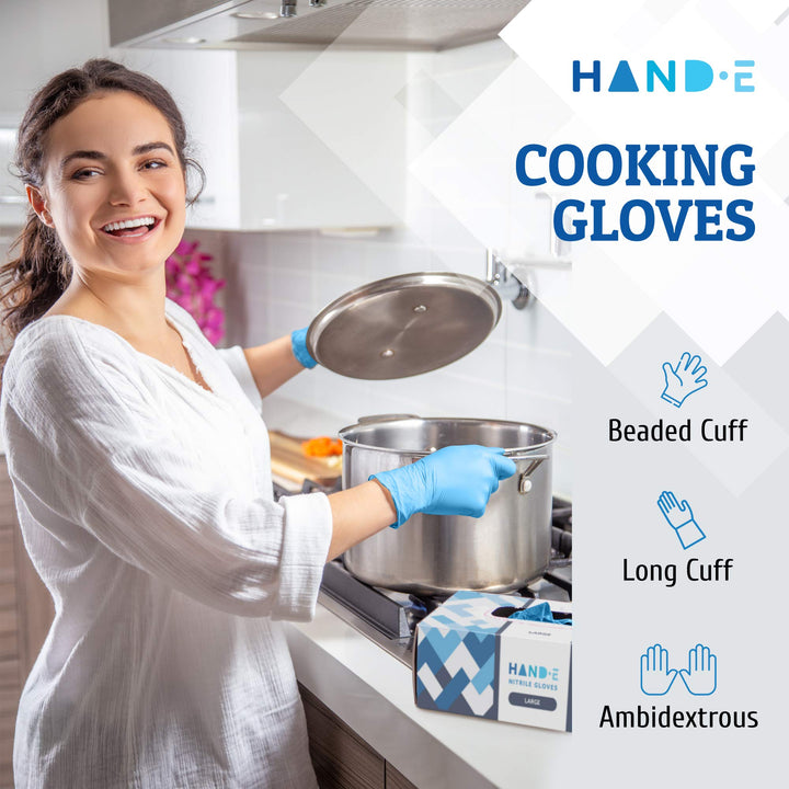 Hand-E Disposable Blue Nitrile Gloves Large - 100 Count