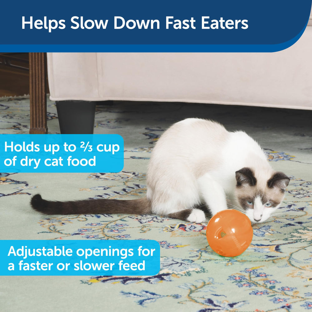 Slimcat Feeder Ball - Interactive Game for Your Cat - Fill with Food and Treats - Orange