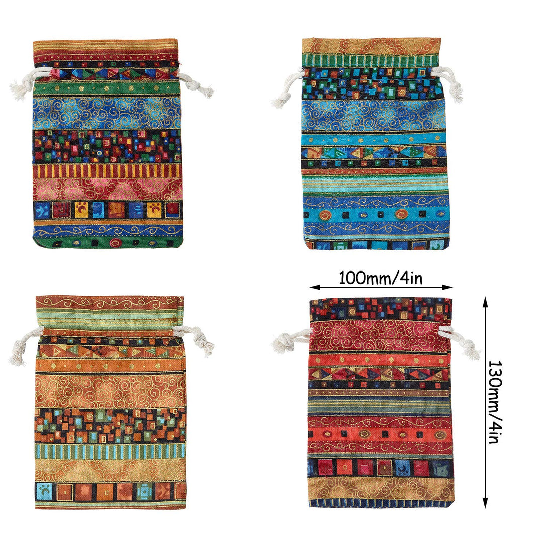 28 Pack Egyptian Style Jewelry Coin Pouches Aztec Print Drawstring Gift Bag New Year's Day Gift Bag for Candy Wedding Party Valentine Favors