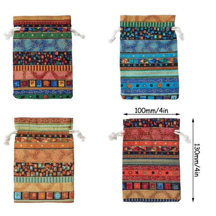 28 Pack Egyptian Style Jewelry Coin Pouches Aztec Print Drawstring Gift Bag New Year's Day Gift Bag for Candy Wedding Party Valentine Favors