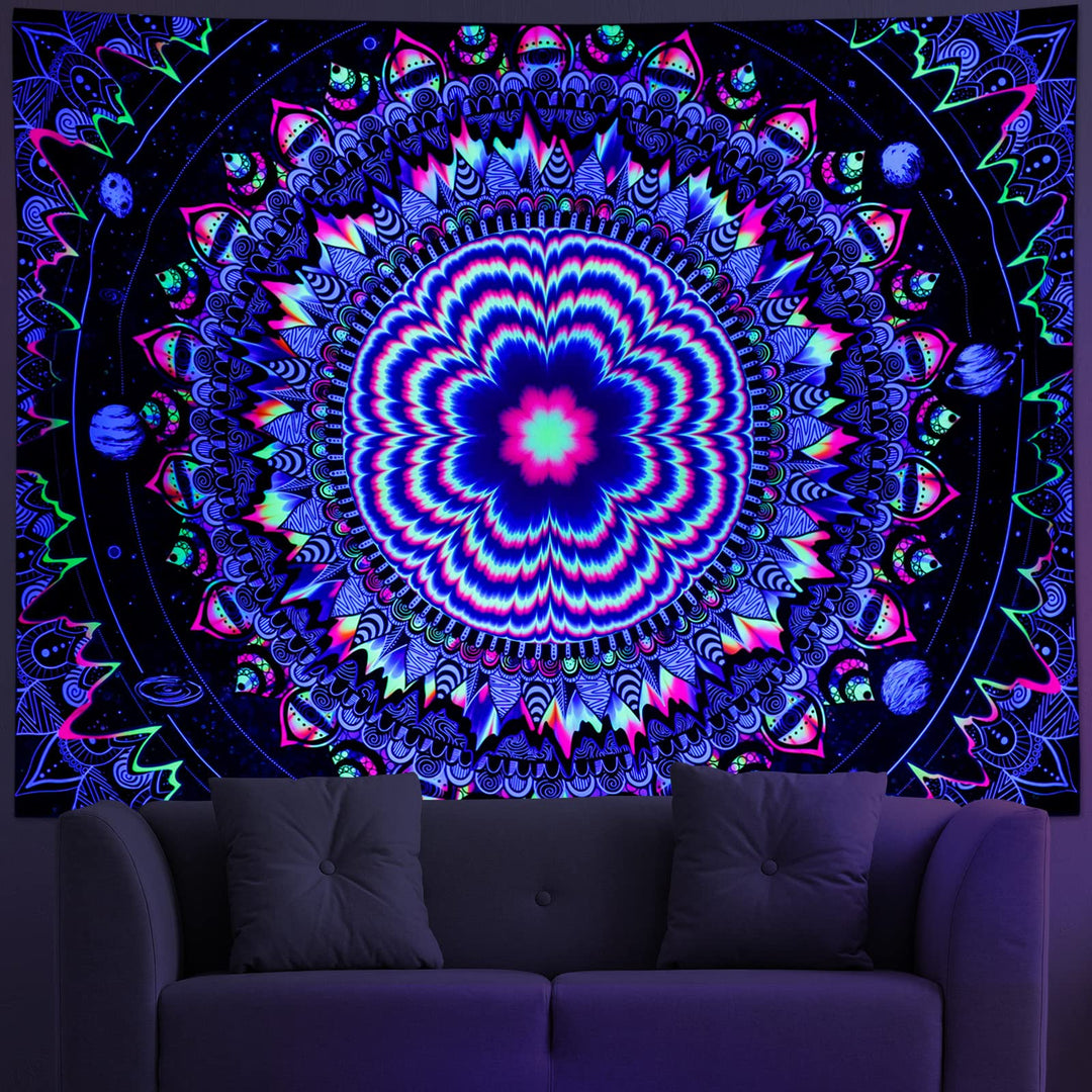 Amonercvita Blacklight Tapestry Trippy Mandala Tapestry