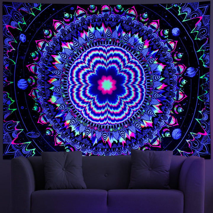 Amonercvita Blacklight Tapestry Trippy Mandala Tapestry