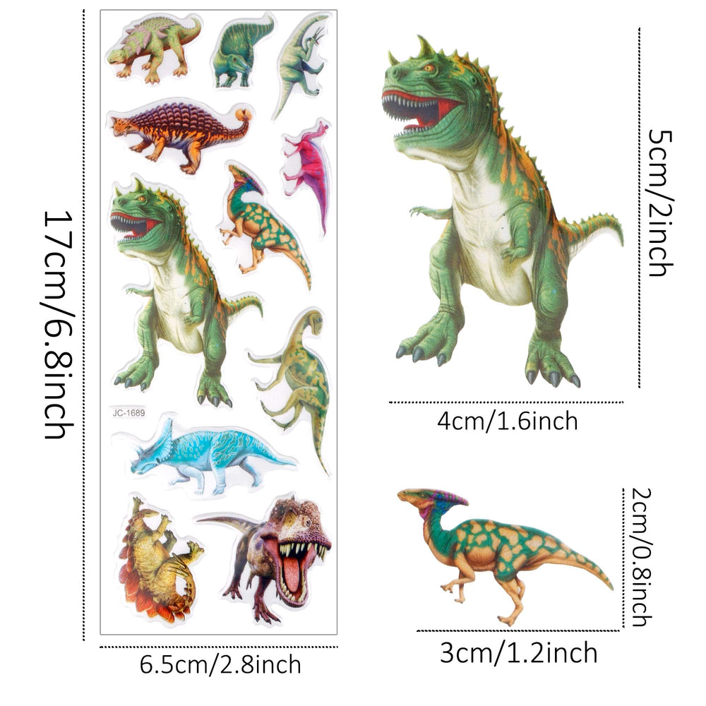 Dianosaur Stickers for Kids, 14 Different Sheets 200+ Counts 3D Puffy Stickers Craft Scrapbooking for Children Dinosaur Lovers