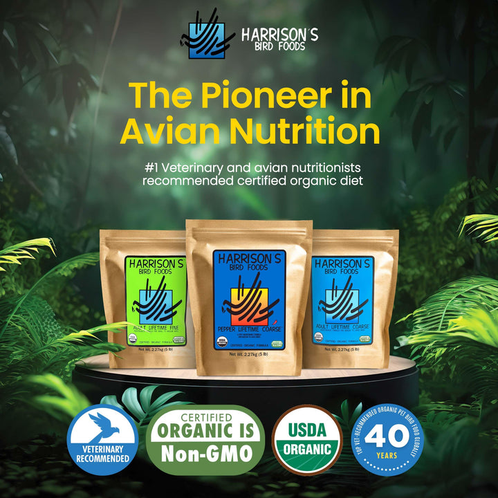 Harrison&#39;s Bird Foods Pepper Lifetime Coarse Certified Organic Non-GMO Formula Bird Food 5lb
