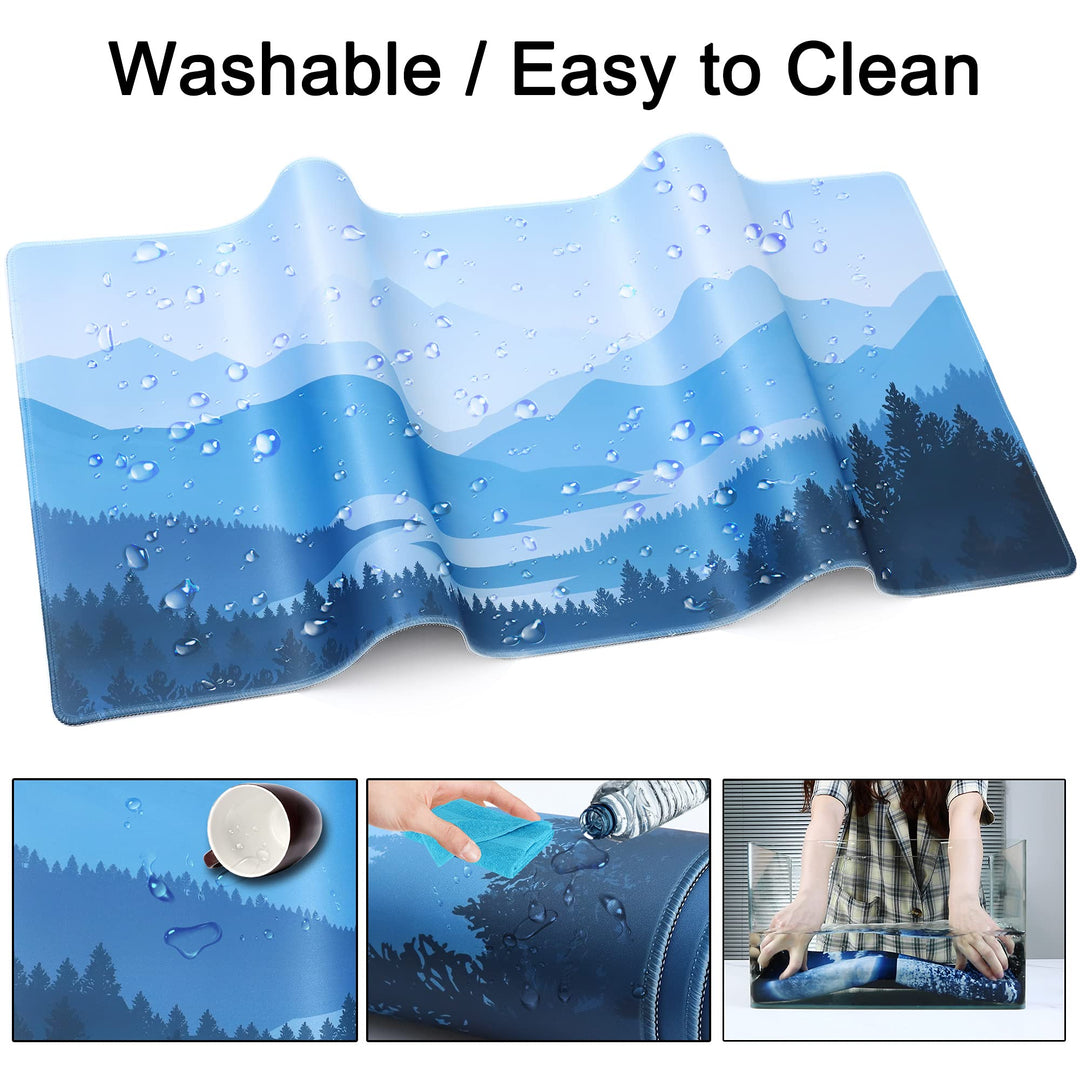 Desk Mat,Large Mouse Pad 35&#39;&#39;×15.6&#39;&#39;×0.12&#39;&#39; XXL Extended Gaming Mouse Pad Mat with Non-Slip Base Stitched Eges Mousepad for Computer,Office,Keyboard and Laptop - Vector Mountain