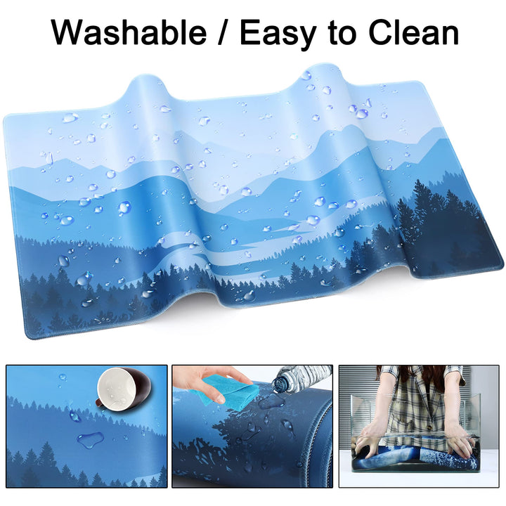 Desk Mat,Large Mouse Pad 35&#39;&#39;×15.6&#39;&#39;×0.12&#39;&#39; XXL Extended Gaming Mouse Pad Mat with Non-Slip Base Stitched Eges Mousepad for Computer,Office,Keyboard and Laptop - Vector Mountain
