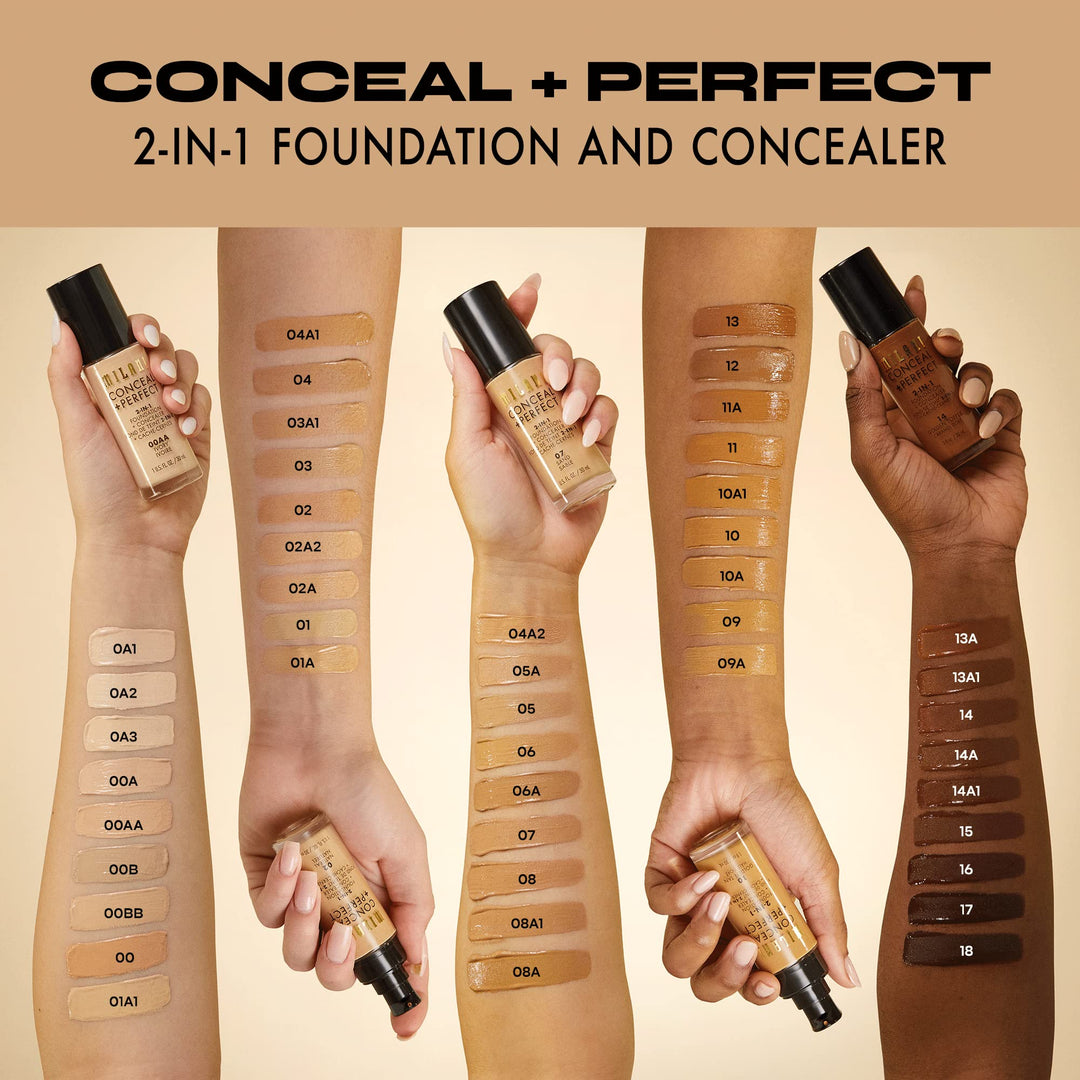 Milani Conceal + Perfect Liquid Foundation - Golden Beige, 1 Fl Oz - Cruelty-Free, Covers Blemishes & Discoloration for Flawless Complexion