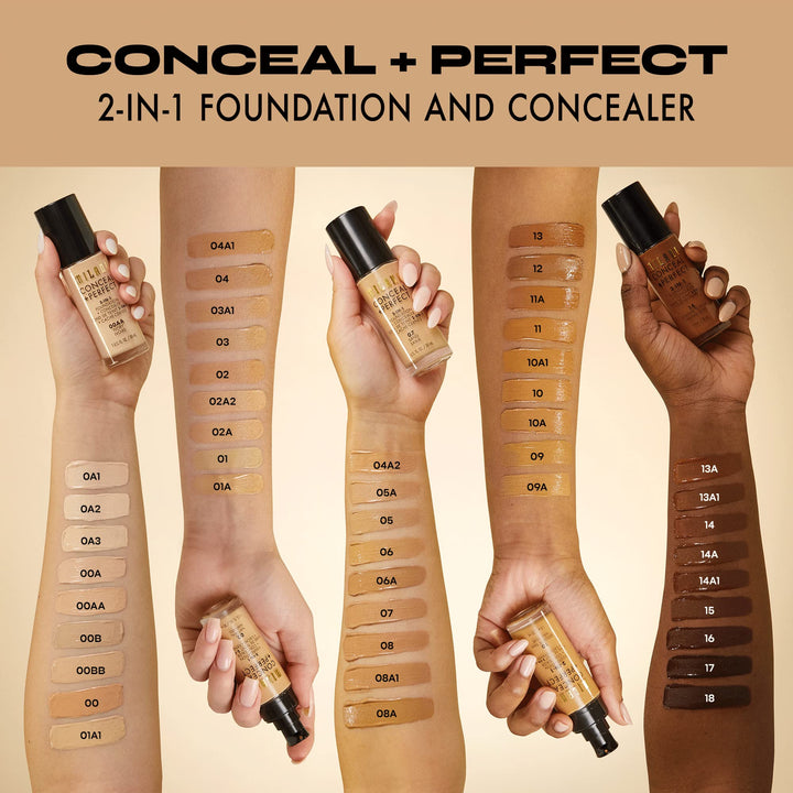 Milani Conceal + Perfect Liquid Foundation - Golden Beige, 1 Fl Oz - Cruelty-Free, Covers Blemishes & Discoloration for Flawless Complexion